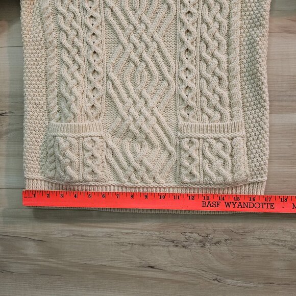 NWT Aran Mor 100% Wool Cable Knit Cream/Ivory Women's Sweater Size M - Picture 10 of 13